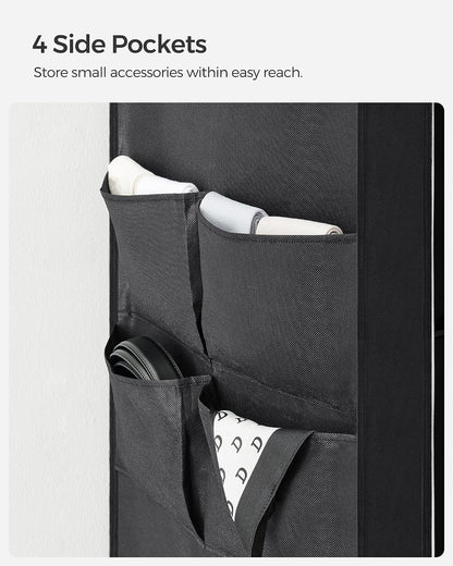 SONGMICS Portable Closet, Wardrobe Closet Organizer with Cover, 3 Hanging Rods and Shelves, 4 Side Pockets, 51.2 x 17.7 x 65.7 Inches, Large Capacity for Bedroom, Living Room, Ink Black URYG092B02