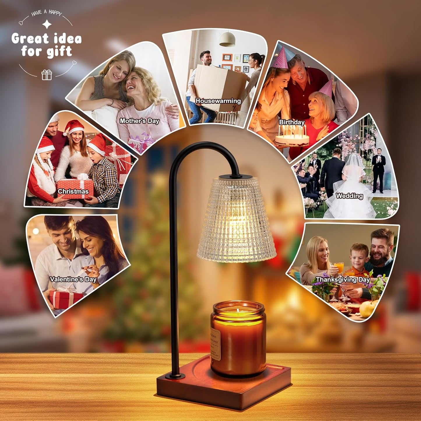 Hong-in Candle Warmer Lamp with Timer-Dimmable Adjustable Height Candle Lamp Warmer, Birthday Gifts for Women Mom Her, Housewarming Office Home Decor,Wax Warmer for Scented Wax Jar Candles