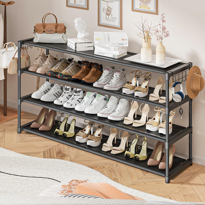 LUKYTOWER Extra Long Shoe Rack 2 Tier Shoe Storage Organizer Wide Stackable Shoe Organizer Racks for Closet Entryway,Shoe Shelf Stand Sturdy Durable Shoes Rack Holder Save Space