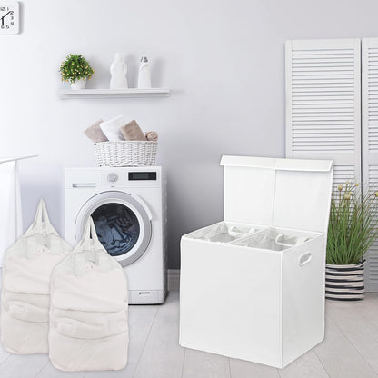 Simple Houseware Double Laundry Hamper with Lid and Removable Bags, Black
