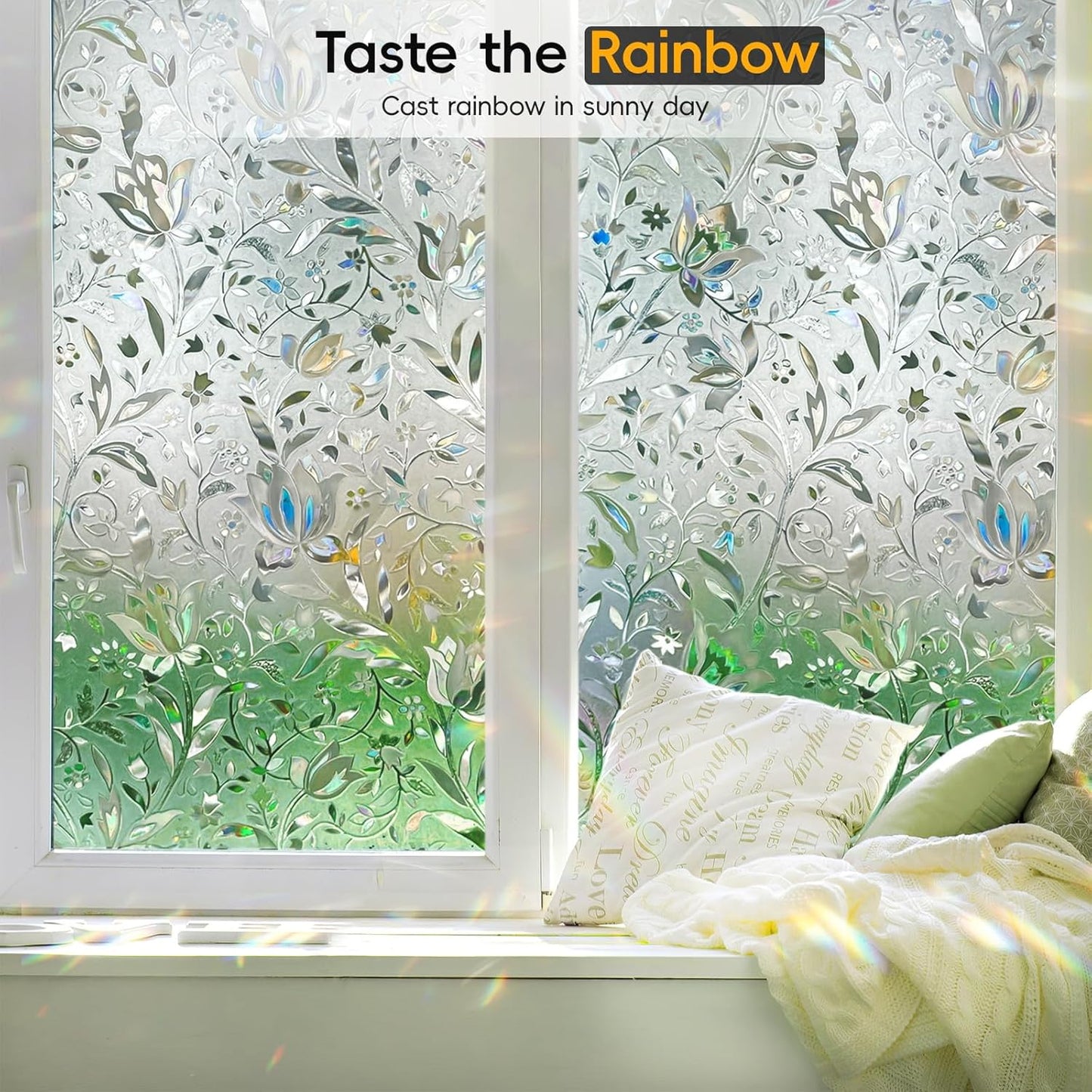 Frosted Glass Window Privacy Film Decorative with Tools, 2 Way Frosting Privacy Film for Glass Door, Static Cling Tint for Home Anti-UV, Covering Clings 23.6" by 77"