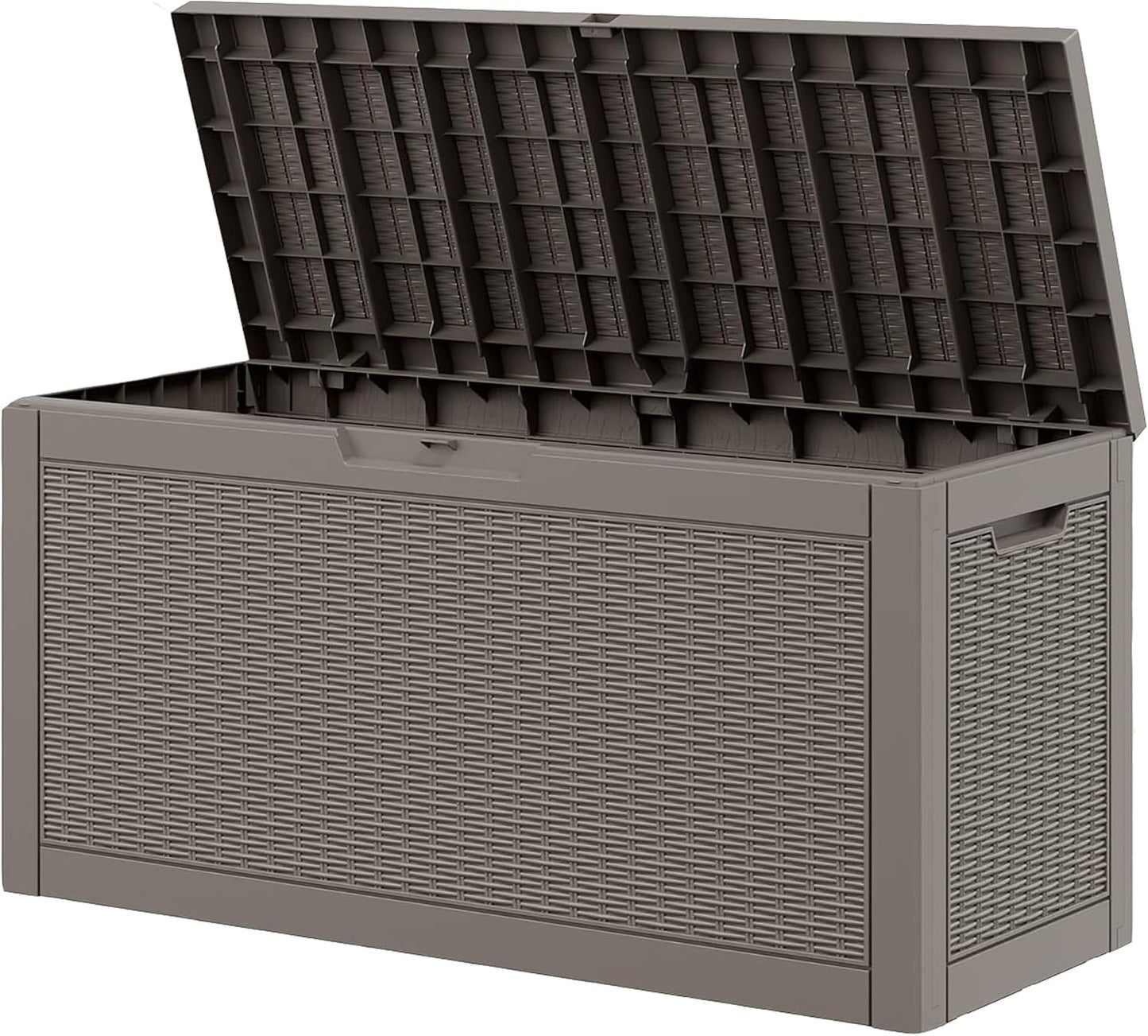 Outdoor Storage Box, Resin Deck Boxes Indoor and outdoor, Waterproof Storage Box Lockable Lid (Black, 85 Gallon)