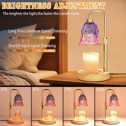 Candle Warmer Lamp with Timer Dimmer, Adjustable Height Pink Tulip Candle Wax Warmer, Christmas Birthday Gift for Mom Women,House Warming Gifts for New Home Bedroom Decor,Flower Pink