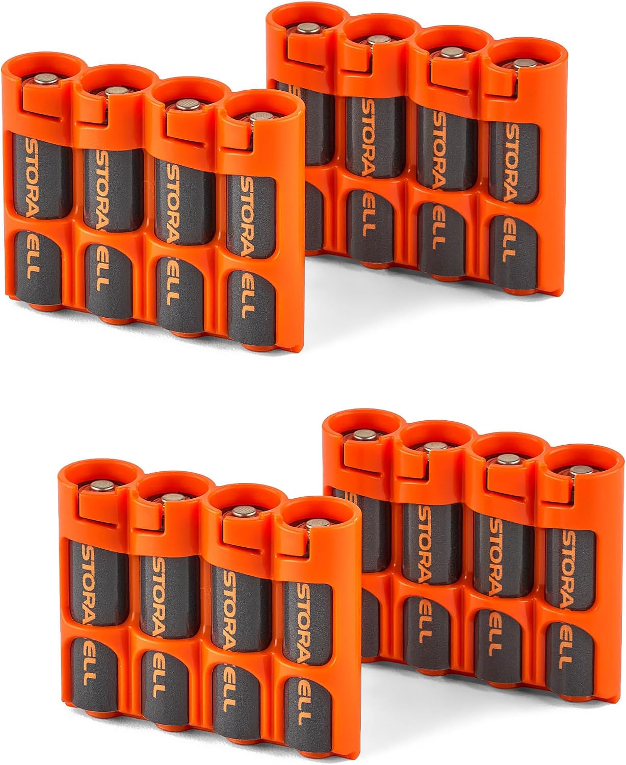 AA Battery Storage Caddy by Storacell, Black, Holds 4 Batteries (Not included)