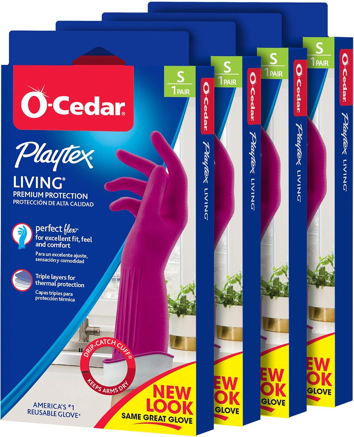 Playtex Living Reuseable Rubber Cleaning Gloves, Premium Protection (Large, Pairs - 2) Color may vary