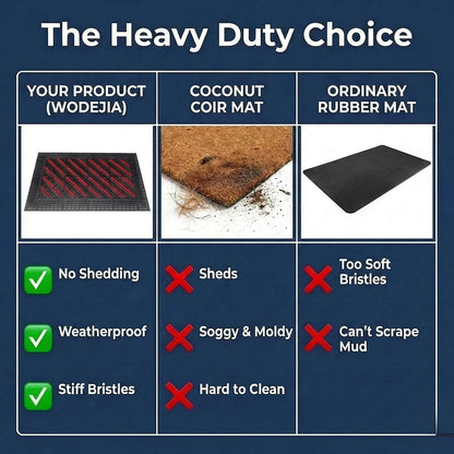 Heavy Duty Outdoor Boot Scraper Mat, 29.5" x 17.5" | Mud & Snow Doormat with Stiff Nylon Bristles, Modular Interlocking Shoe Cleaner for Garden 1.37" Thick