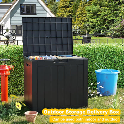 PatioZen 50 Gallon Deck Box Outdoor, Weatherproof Resin Patio Storage Box, Waterproof Outdoor Storage Boxes with Lid Lockable for Cushions, Garden Tools,Grey