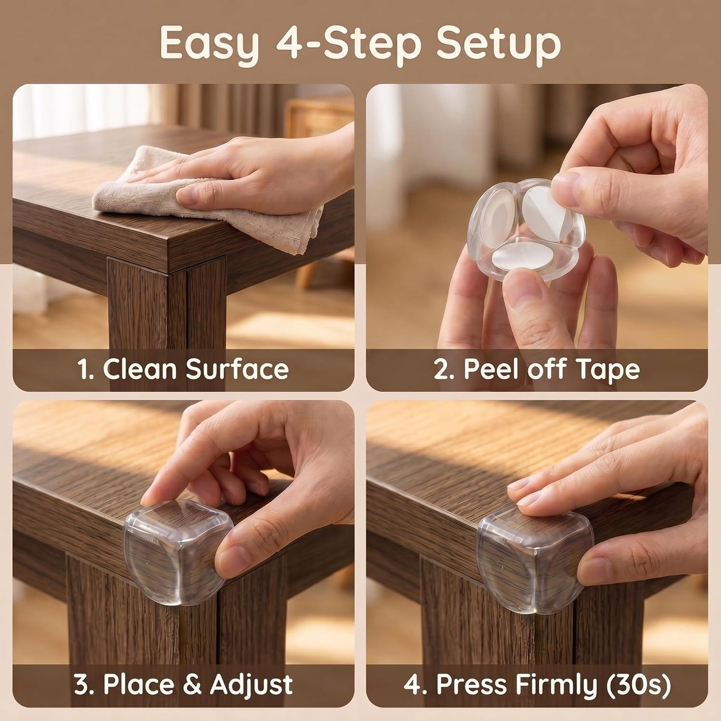 30 Pcs Clear Baby Corner Protectors, L-Shaped & Spherical Baby Proof Guards | Soft PVC Table Corner Covers for Safety on Tables, Cabinets, Shelves, Furniture Edge Guards, Safety Bumpers for Home(14L&16R)
