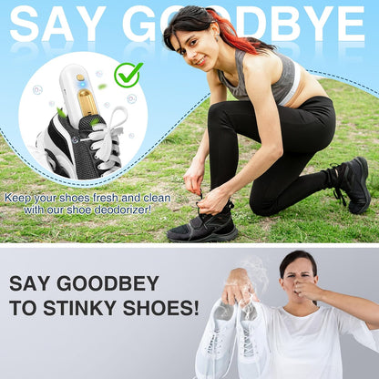 Qualirey Chemical-Free Shoe Deodorizer for Sneaker, Boot, Rechargeable Ozone Technology Shoe Odor Elimination(2 Pack,Gold)
