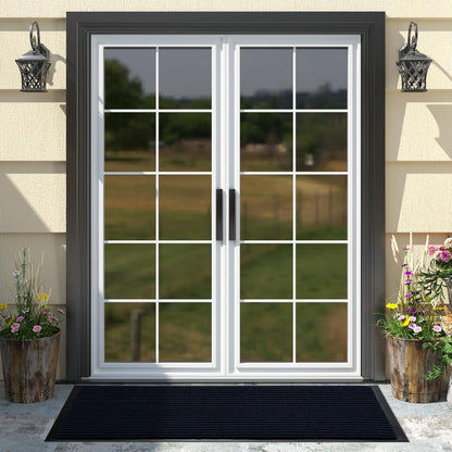 Yimobra Welcome Mat, Heavy Duty Sturdy Door Mats for Home Entrance Outdoor Indoor, Front Doormat for Outside Patio Floor Entry Porch Garage Office, Waterproof, Low Profile, 29.5x17, Black Grey