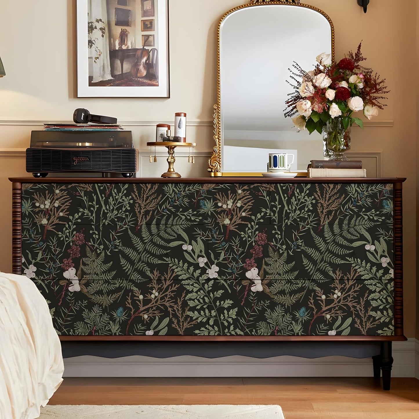 Removable Peel and Stick Wallpaper Boho 17.5 x 118 in Floral for Bedroom Bathroom Easy Peel Off Stick on Wallpaper Contact Paper Renter Friendly Wall Paper