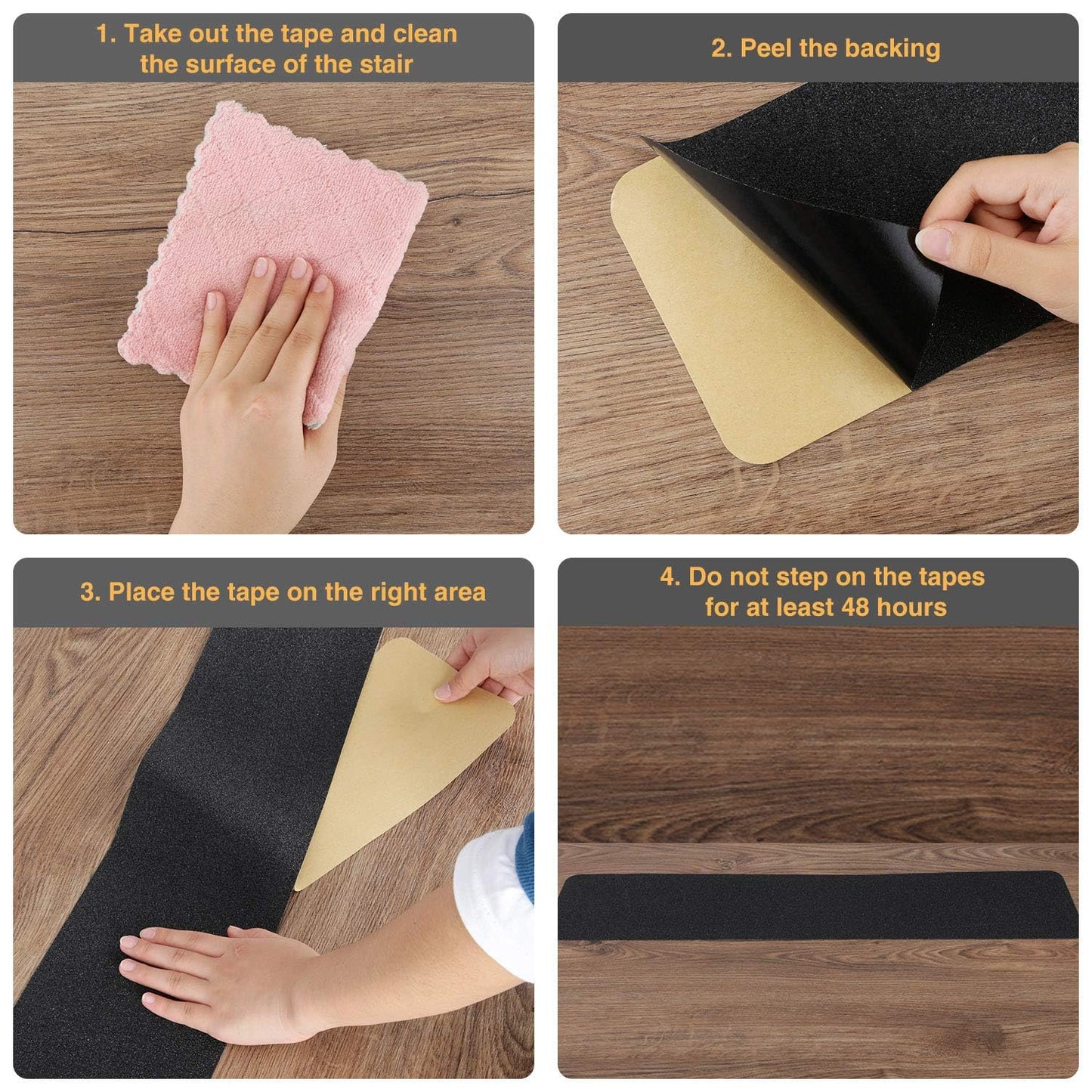 12 Pack Outdoor Stair Treads Non-Slip Pre-Cut 6" x 30" | Non Skid Grip Tape Black Anti Slip Safety Adhesive Strips for Steps, Staircase