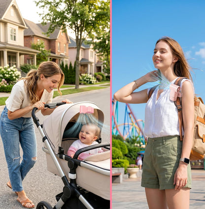 Portable Handheld Mini Fan with Ice Cooling Plate, Personal Clip On Turbo Fan Rechargeable, 18000 RPM 6 Speeds, 360° Detachable Clip, Pocket AC Fans Blow Cold Air for Beach Car Stroller Travel Makeup