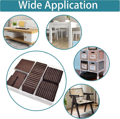 1.5inch Square Felt Furniture Pads, 16Pcs Self Adhesive Cuttable Felt Furniture Leg Pads Floor Protectors Furniture Sliders for Hardwoods Floors, Brown