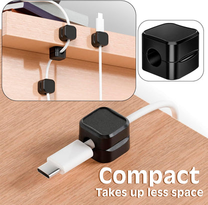 SaiTech IT 12 Pack Magnetic Cable Clips, Cord Organizer Holder Black | Adhesive Wire Keeper For Car, Office, Home, Desktop, Wall, Night Table, Ideal For Cable Management