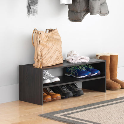 Whitmor Wood Stackable 2-Shelf Shoe Rack, White, 24 inches