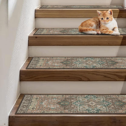 sarben Non Slip Stair Treads for Wooden Steps 15PCS - 8"x30" Indoor Safety Carpet, Edging Mats with TPE Adhesive Backing, Pet and Elderly Friendly Stair Rugs (Taupe) - Colors A