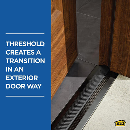 M-D Building Products 08102 3-3/4 in. x 3/4 in. x 36 in. Silver Aluminum and Vinyl Heavy-Duty Low-Profile Threshold