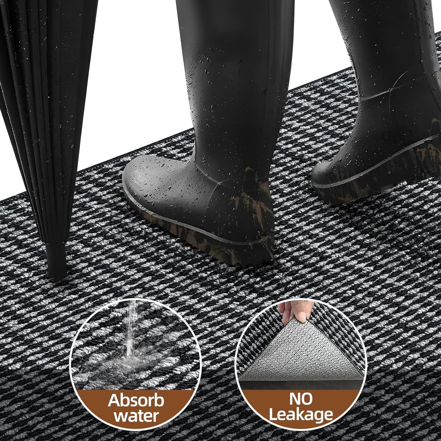 Indoor Door mat 17“ x 30”, Dirt Trapper Door Mat, Non-Slip Washable Entrance Mat, Dirt Resistant and Absorbent Welcome Mat,Low-Profile Doormat for Entryways, Front Doors, and Indoor Entrances, White