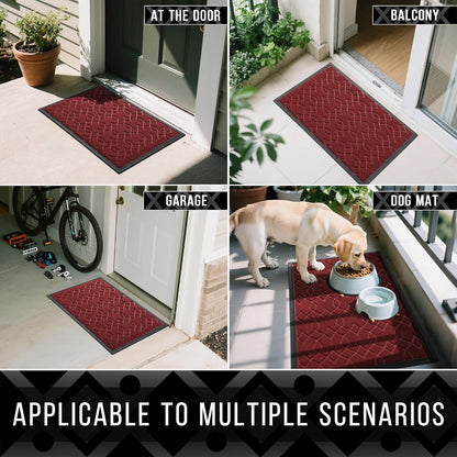 Yimobra Outdoor Mats for Front Door 29.5x17, All-Season Waterproof Doormat Outdoor Entrance, Heavy Duty Non-Slip Outside Door Mat for Garage Patio Proch Entryway Indoor, Black