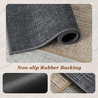 AMOAMI Bath Mat Non Slip Super Absorbent Quick Dry Bath Mats for Bathroom Floor Rubber Backing Washable Bathroom Rugs Modern Woven Jacquard Mat, Beside Tub Bath Rugs, 17" x 24", LightGrey