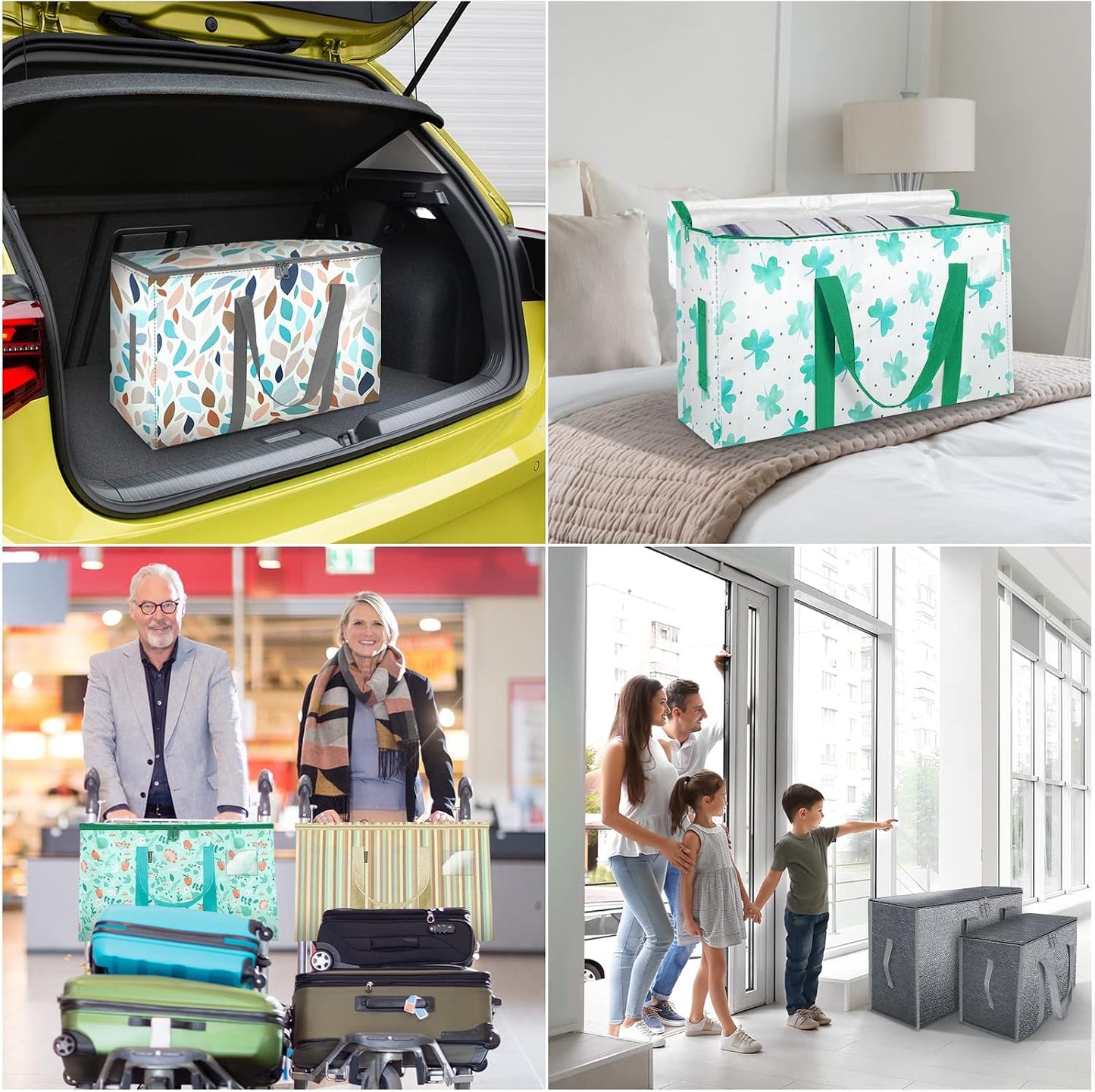 BALEINE 6-Pack Oversized Moving Bags with Reinforced Handles, Heavy-Duty Storage Tote for Clothes, Moving Supplies (Clear, 6-Pack)