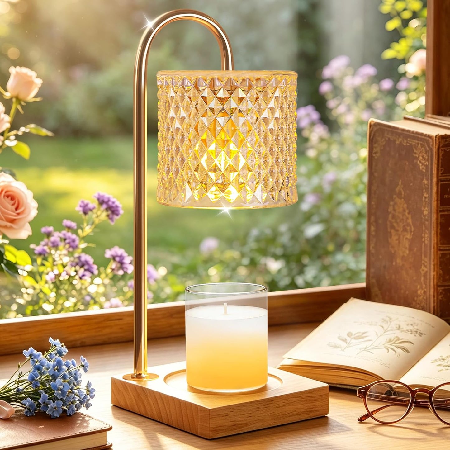 TigQiang Candle Warmer Lamp with Timer Dimmer, Birthday Gifts for Women Mom, House Warming Gifts, Elegant New Home Decor, Wax Warmer for Jar Candles, Heater Lamp for Scented Wax, Clear Glass