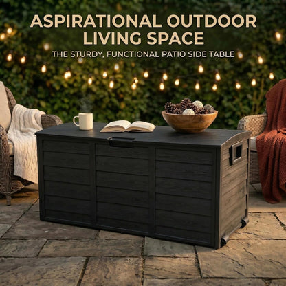 75 Gallon Outdoor Storage Box, 260L Waterproof Resin Deck Box for Patio Furniture Cushions, Garden Tools and Yard Accessories, Lockable Storage Chest with Wheels and Handles (Brown)