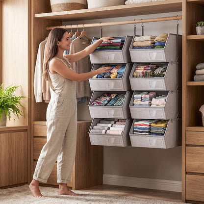 2 Pack 4-Tier Hanging Closet Organizer, Detachable Hanging Storage Shelves with Reinforced Side Panels, Hanging Closet Organizer for Clothes, Sweaters, Towels, Socks & Accessories, Purple