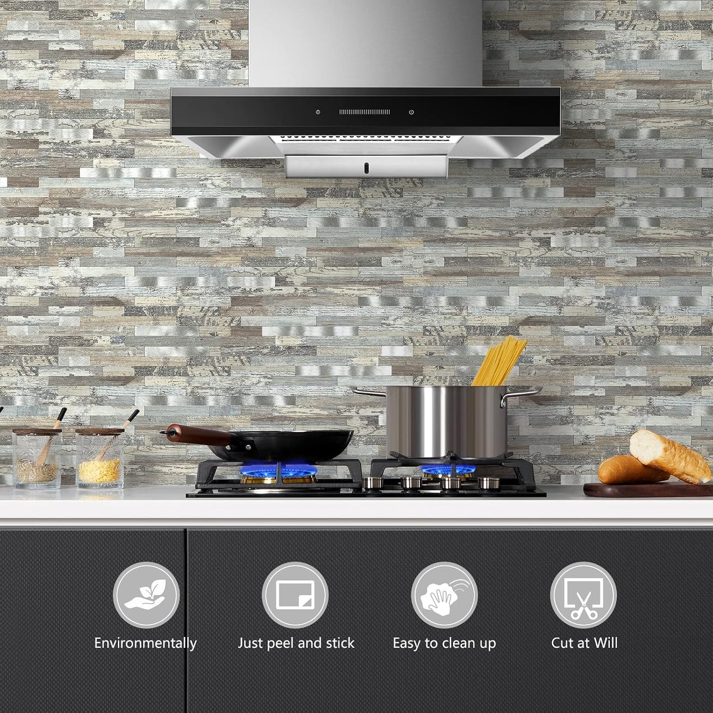 Midcard 10 Sheets Peel and Stick Backsplash PVC Wall Tile,for Kitchen Backsplash