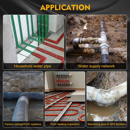 Underground Water Leak Detector, Water Pipe Leak Detector, Two Size Sensors Precise Positioning, High-Sensitivity Digital Display Leakage Sensor, Carrying Case