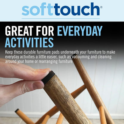 SoftTouch 1.5" Round Reusable Felt Furniture Sliders for Hard Surfaces, Noise-Reducing Adhesive Moving and Protective Pads for Cabinets, Chairs, Tables & Decorative Items Set of 48, Brown