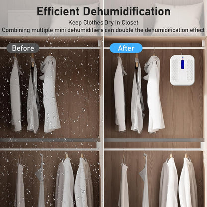 Rechargeable Small Dehumidifier, Portable Mini Dehumidifier for Bathroom, Highly Efficient Dehumidification, Energy Saving, Suitable for Closet, Cars, Wardrobes, Bookcases