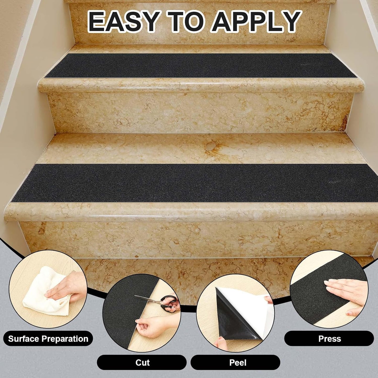 Watersay 8 Inch x 20 ft Anti Slip Traction Tape Waterproof Clear Non Skid Tape Durable Grip and Friction Stair Non Slip Strips Abrasive Adhesive for Stairs Steps Ramp Outdoor Indoor