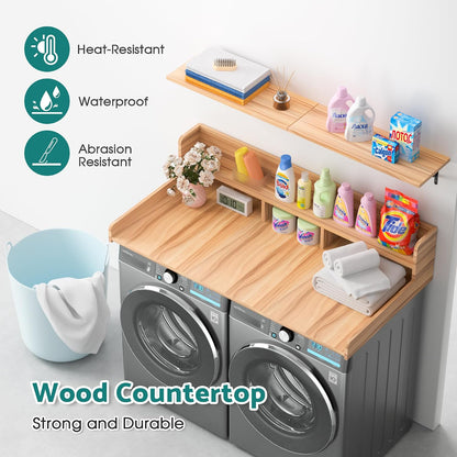 Washer Dryer Countertop, Laundry Countertop Over Washer And Dryer, Washer And Dryer Covers For The Top For Laundry Room Organization, Washer And Dryer Countertop Shelves (Oka Brown, 53.9*27.5*12)