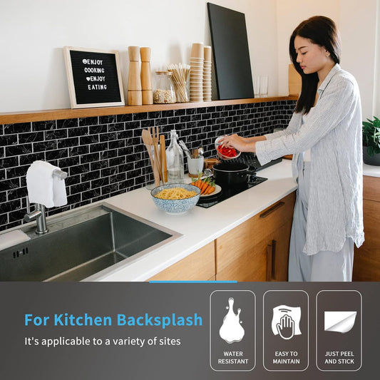 Art3d Premium 10-Sheet Peel and Stick Tile Backsplash - 12"x12" for Kitchen , Bright White
