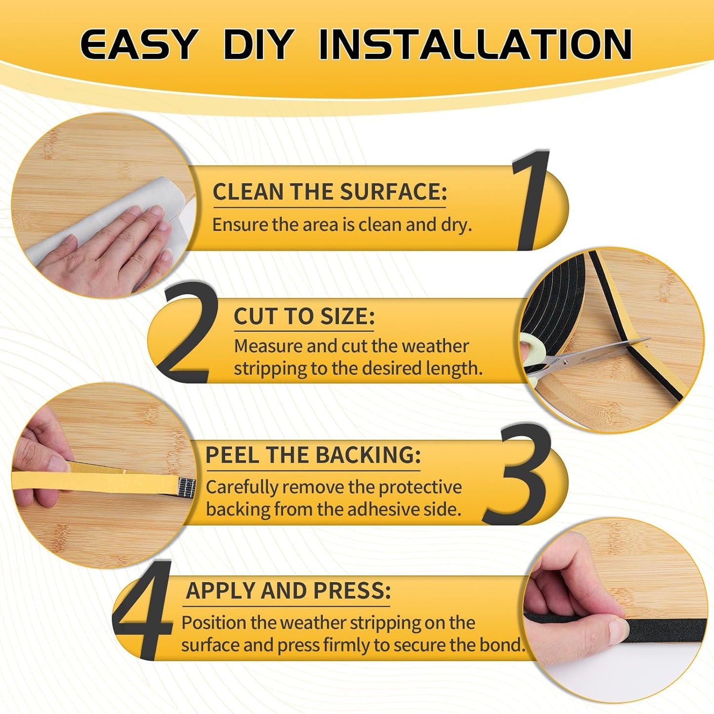 26Ft Weather Stripping Door Seal - 1/2" x 1/4" Door Seal Strip for Door Frame, High Density Foam Insulation Tape, Self Adhesive, Soundproof Gap Filler for Doors, Windows, Sliding & AC Units, White