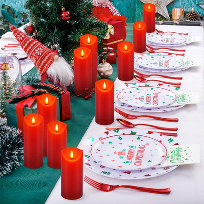 YOROXRG Set of 24 Waterproof Outdoor Flameless Candles, LED Candles with 4 Remote and Timer,(H 4" 5" 6" x D 2.2"),for Christmas,Halloween,Wedding,Festival