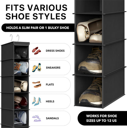 Simple Houseware 10 Shelves Hanging Shoes Organizer Holder for Closet, Grey