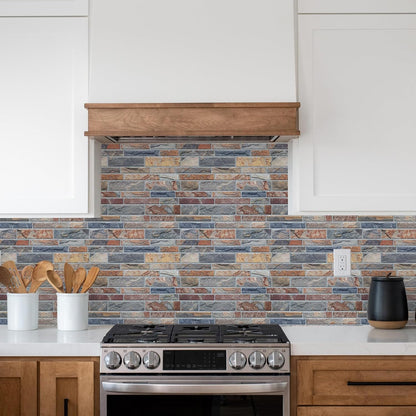 STICKGOO Thicker Design Peel and Stick Tile Backsplash, 12”×12” Stick on Backsplash for Kitchen, Self Adhesive Tile Stickers for Kitchen Backsplash and Bathroom(10 Sheets, Vintage Stone)