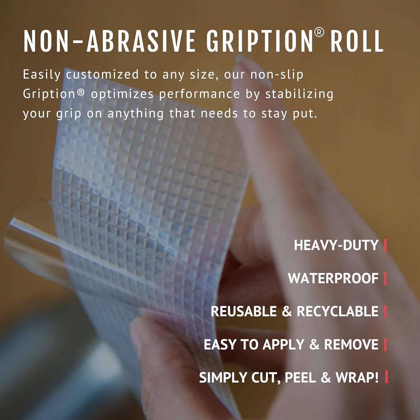 CATTONGUE GRIPS Non-Abrasive Grip Tape Roll - 2” Wide Heavy-Duty, Waterproof Anti-Slip Tape for Bathtubs, Stair Treads, Ramps & More - Indoor & Outdoor Non-Skid Solution (Clear, 10ft)