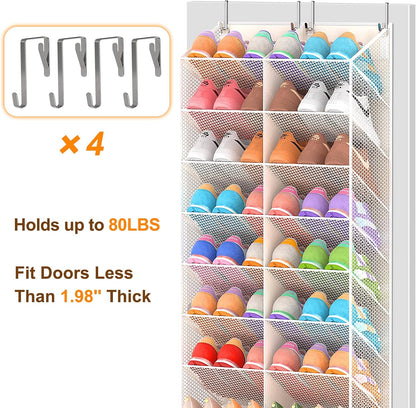 UVIAHOMI Over the Door Shoe Organizer for 20-30 Pairs, 10-Tier, Black