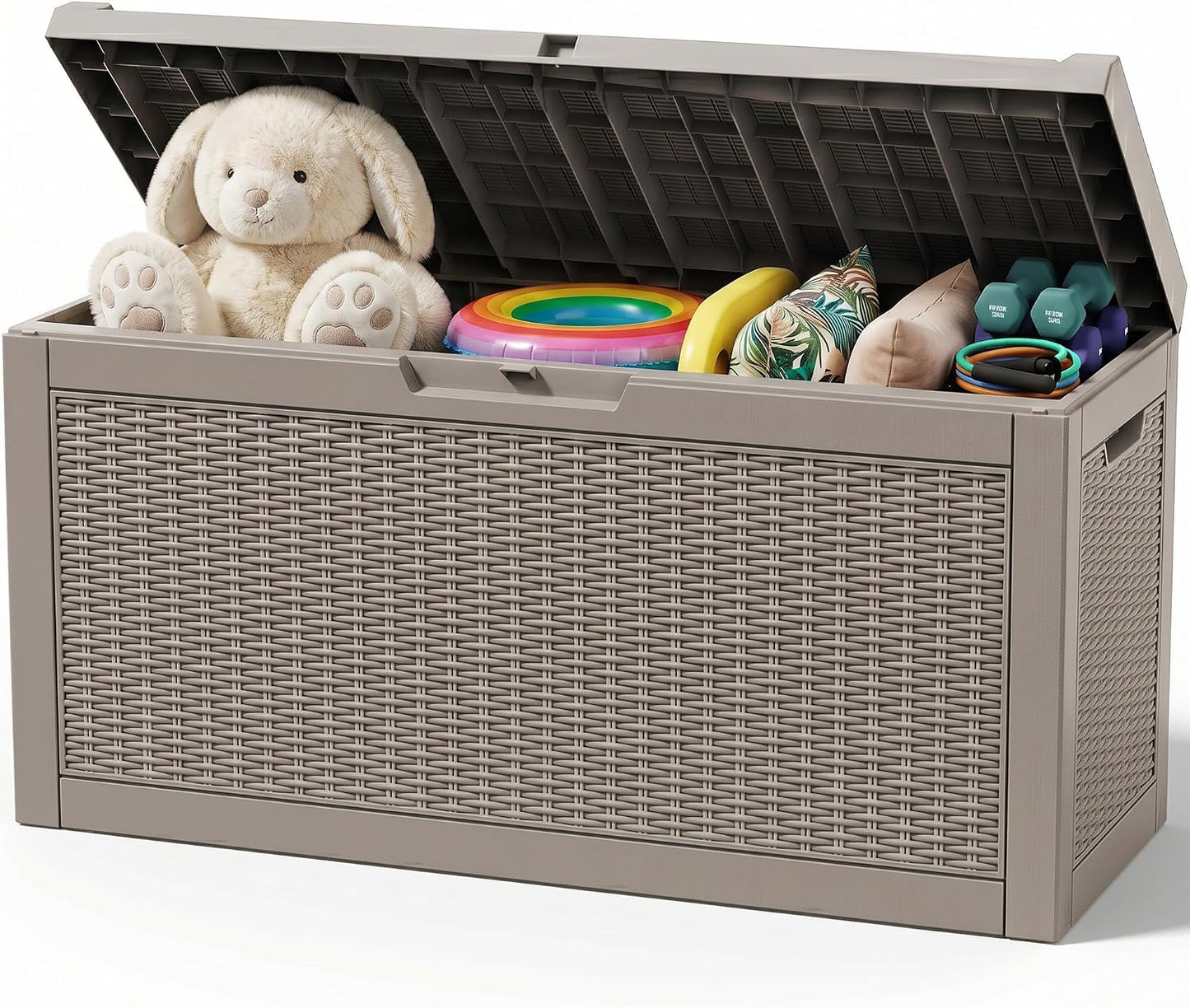 Outdoor Storage Box,38 Gallon Resin Deck Box,Waterproof & UV Resistant Lockable Package Delivery Bin,Toy Cabinet for Indoor & Outdoor