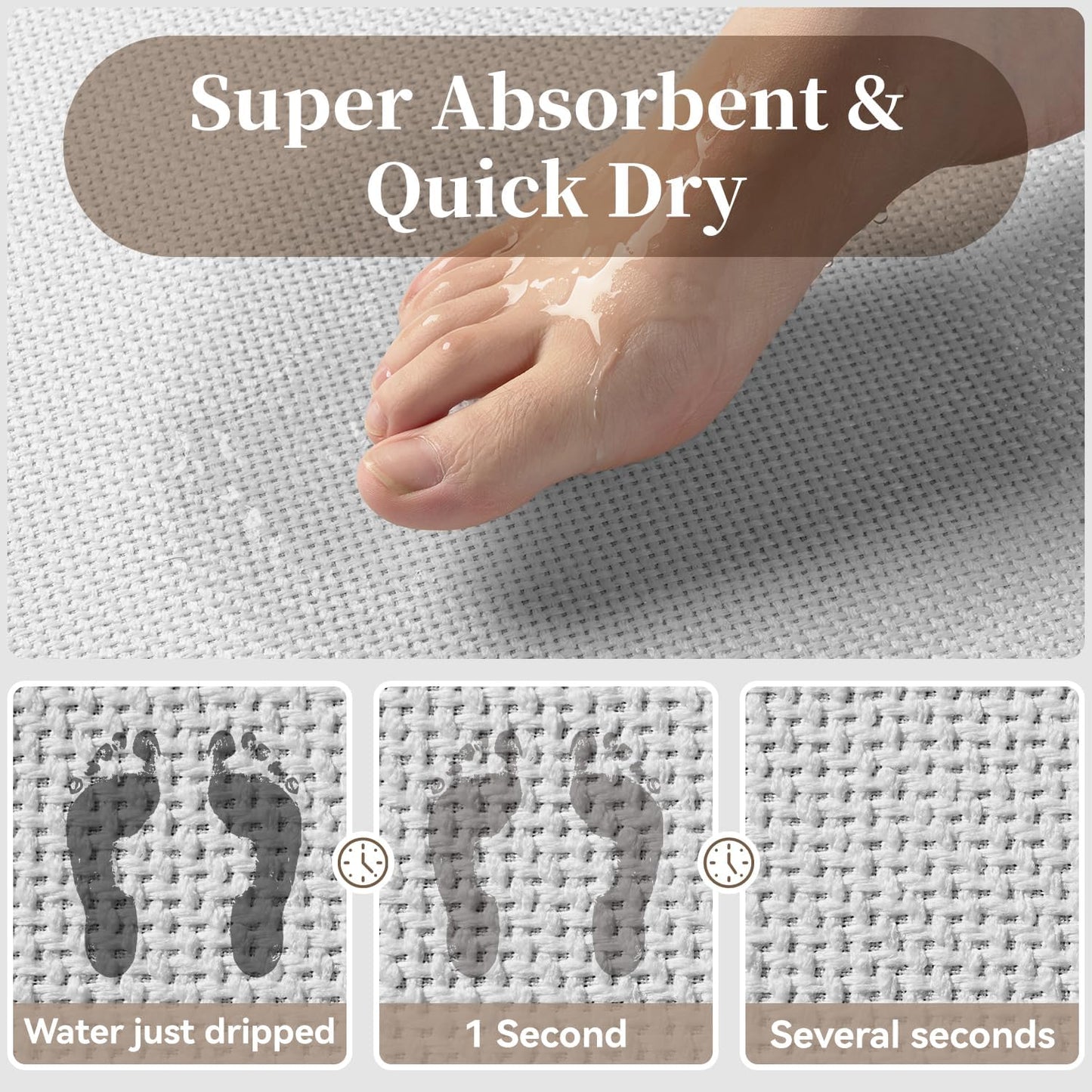 MontVoo Bath Mat Rug-Ultra Thin Non Slip Bath Mats for Bathroom Mat Quick Dry, Rubber Backing Washable Bathroom Rugs Fit Under Door, Absorbent Bath Rugs for Floor,17"x24",Khaki