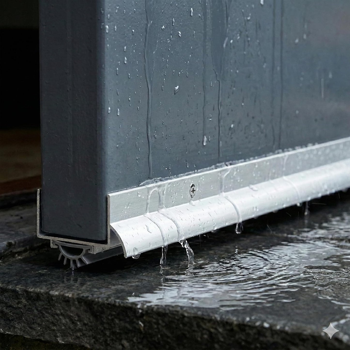 BARZEN Aluminum U Shaped Door Bottom Sweep with Drip Cap - Under Door Seal for Exterior Doors - Screw On Weather Stripping Door Seal - Weatherstrip Bottom of Door - Aluminum Mill, 36 Inches