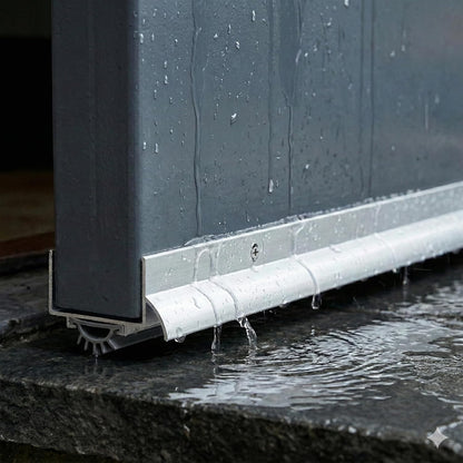 BARZEN Aluminum U Shaped Door Bottom Sweep with Drip Cap - Under Door Seal for Exterior Doors - Screw On Weather Stripping Door Seal - Weatherstrip Bottom of Door - Aluminum Mill, 36 Inches