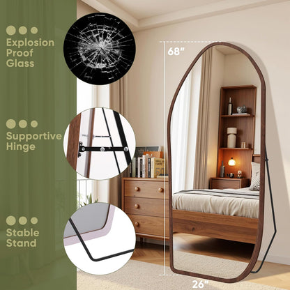 Suidia Full Length Mirror, Oversized Floor Mirror with Solid Wood Frame, Large Standing Mirror for Bedroom Living Room, Wood Art Style, Dark Walnut, 74" L x 32" W