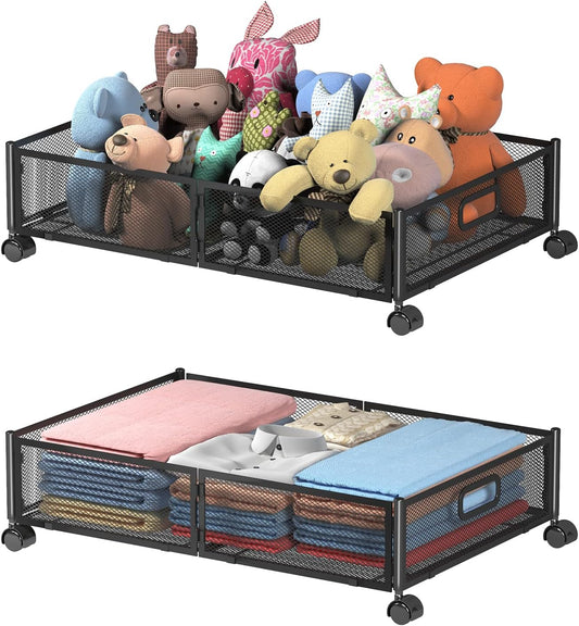Under Bed Storage Containers, Under Bed Shoe Storage With Wheels, Foldable Bedroom Storage Organization with Handles, Under Bed Storage Bins Drawer For Clothes, Blankets And Shoes, Bedding
