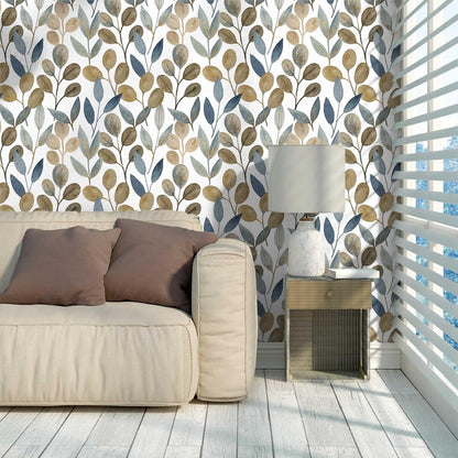Magnolia Floral Leaf Peel and Stick Wallpaper Vintage Contact Wall Paper Modern Botanical Self Adhesive Vinyl Removable Renter Friendly Leaves Wallpaper 17.7in x 6.6ft