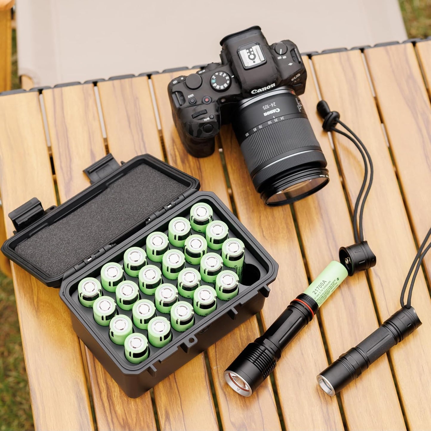 24 Slots CR2 CR123 CR123A Lithium Battery Organizer Case, IP67 Waterproof Hard Case for CR17345/CR16340/CR18350/CR15270(CR2) Explosionproof Batteries Storage Holder for Household Outdoor Camping